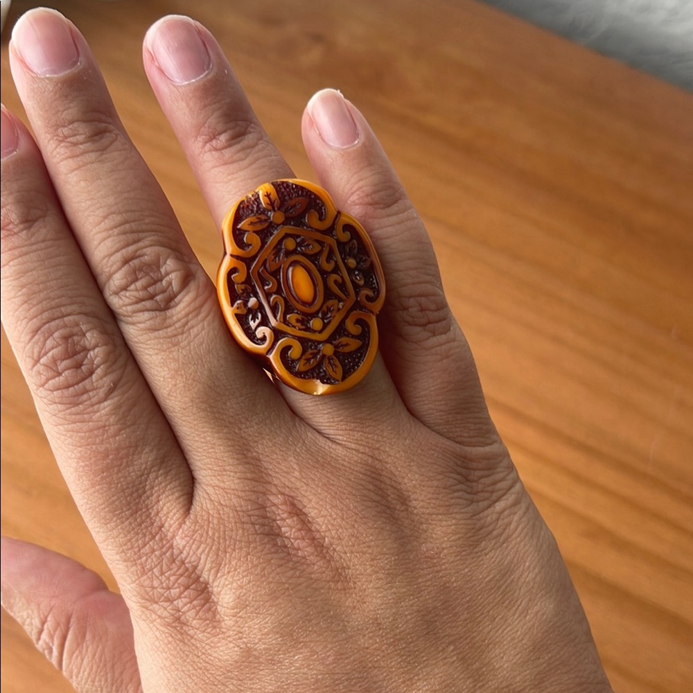Elegant Amber Statement Ring